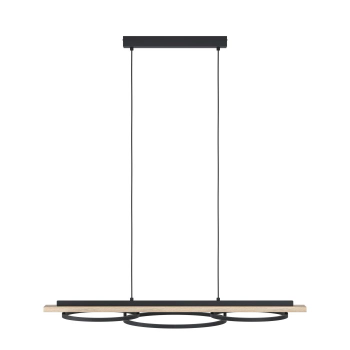 Cargue la imagen en el visor de la galería, Candeeiro de teto LED preto com madeira BOYAL EGLO
