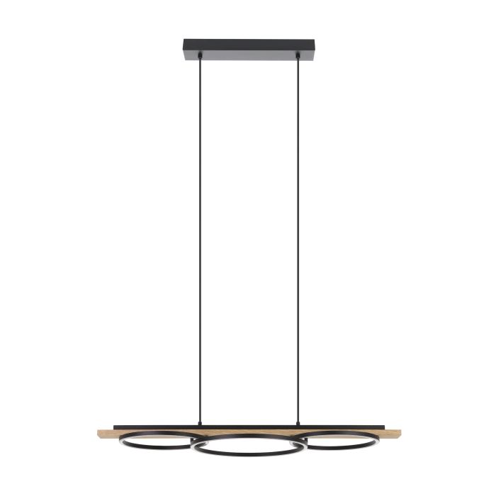 Cargue la imagen en el visor de la galería, Candeeiro de teto LED preto com madeira BOYAL EGLO
