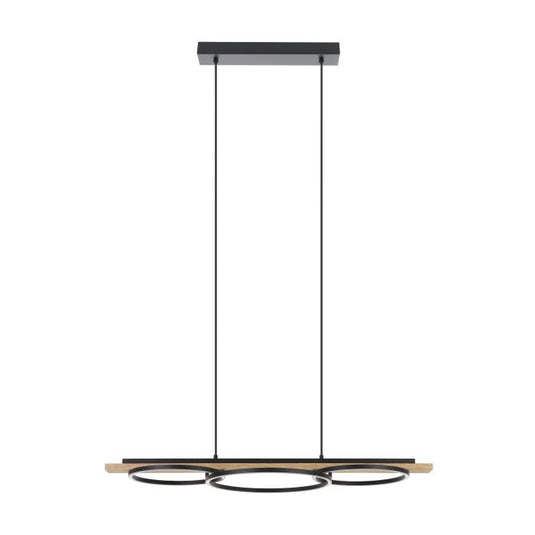 Candeeiro de teto LED preto com madeira BOYAL EGLO