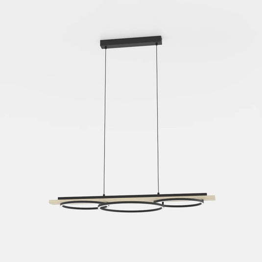 Candeeiro de teto LED preto com madeira BOYAL EGLO
