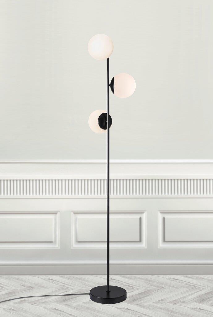 Load image into Gallery viewer, Candeeiro de Pé Preto com Vidro Opal Branco Fosco Lilly NORDLUX
