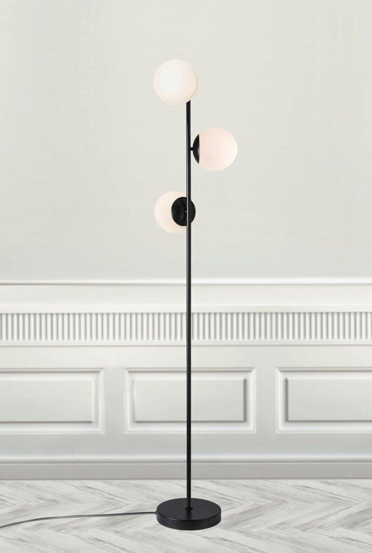 Candeeiro de Pé Preto com Vidro Opal Branco Fosco Lilly NORDLUX