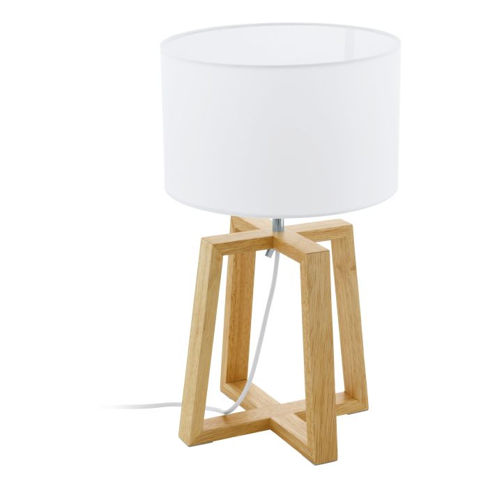Load image into Gallery viewer, Candeeiro de Mesa Elegante com Base Natural e Abat-jour Branco CHIETINO 1 EGLO
