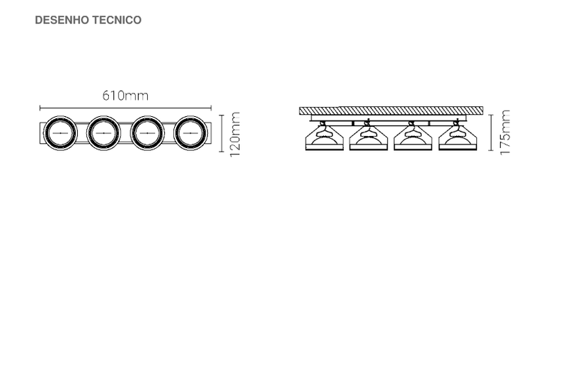 Carregue imagem no visualizador da galeriaLuminária Saliente de Teto com Luz Orientável em Aço Galvanizado Tromilux
