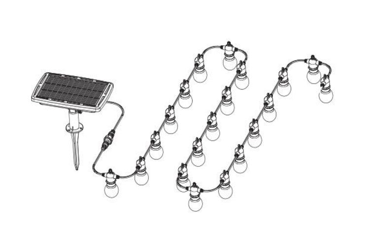 Μεταφόρτωση εικόνας στο πρόγραμμα προβολής γκαλερίGrinalda de luzes exterior solar de 10 metros e 20 lâmpadas. Grinalda solar/cabo de arraial 
