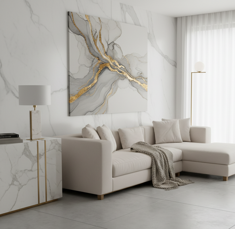 Load image into Gallery viewer, Candeeiro de mesa em pedra, branco e dourado, Belesar - Eglo
