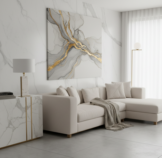 Candeeiro de mesa em pedra, branco e dourado, Belesar - Eglo