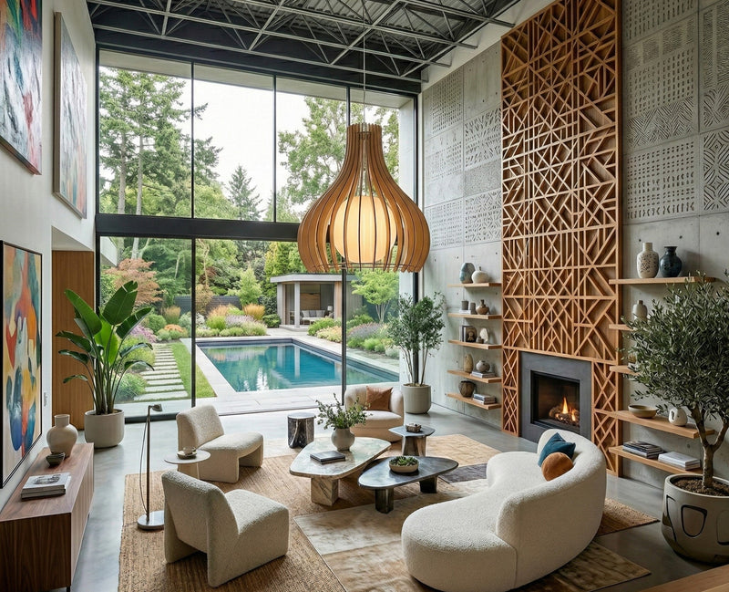 Carregue imagem no visualizador da galeriaCandeeiro de teto suspenso Tindori Ø500mm madeira EGLO
