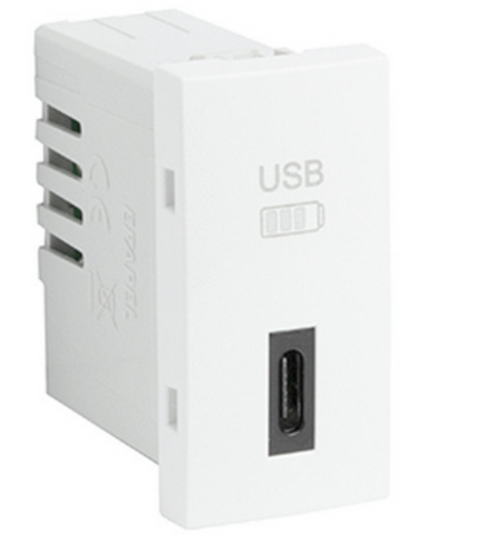 Carregador USB tipo C - 1 módulo - branco MATE- 45387 SBm - Série Quadro 45 - Efapel