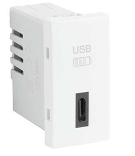 Carregue imagem no visualizador da galeriaCarregador USB tipo C - 1 módulo - branco MATE- 45387 SBm - Série Quadro 45 - Efapel
