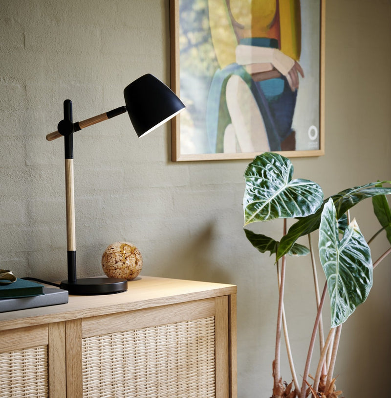 Carregue imagem no visualizador da galeriaCandeeiro de Mesa Preto com Cabeça Ajustável THEO NORDLUX
