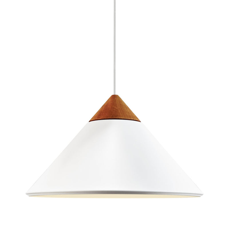 Load image into Gallery viewer, Candeeiro Suspenso Cone Branco com Madeira e Latão Kinto NORDLUX
