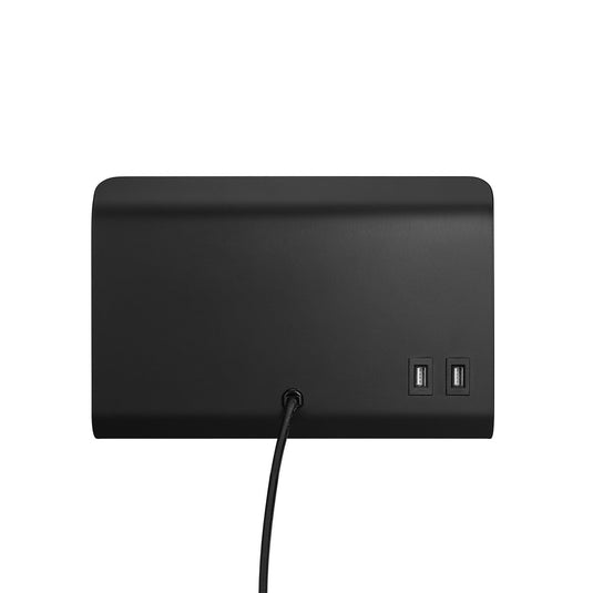 Aplique de Parede Preto com Prateleira e USB ROOMI NORDLUX