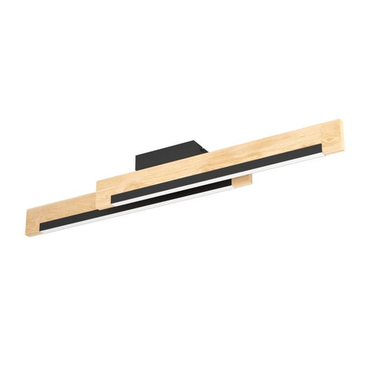 Candeeiro de teto LED com madeira e aço preto CAMACHO EGLO