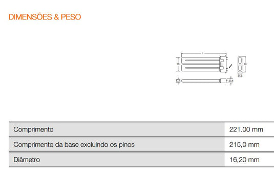 Lâmpada Fluorescente Dulux F Plus 2G10 4PINOS 36W/840 - Osram