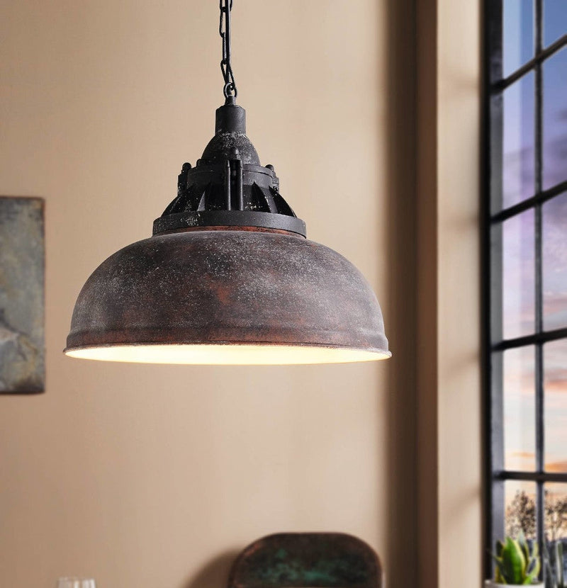Load image into Gallery viewer, Candeeiro de teto suspenso Vintage Grantham 1 Ø 370mm castanho EGLO
