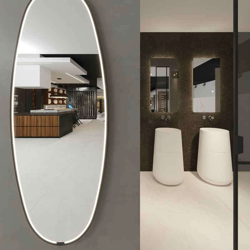 Chargez l&#39;image dans la visionneuse de la galerie, Miroir ovale avec lumière LED 3000k
