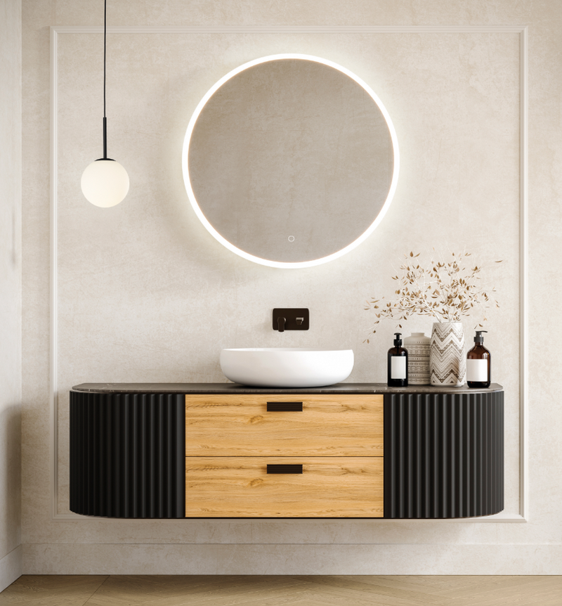 Chargez l&#39;image dans la visionneuse de la galerie, Miroir rond avec lumière LED 3000k, 840mm
