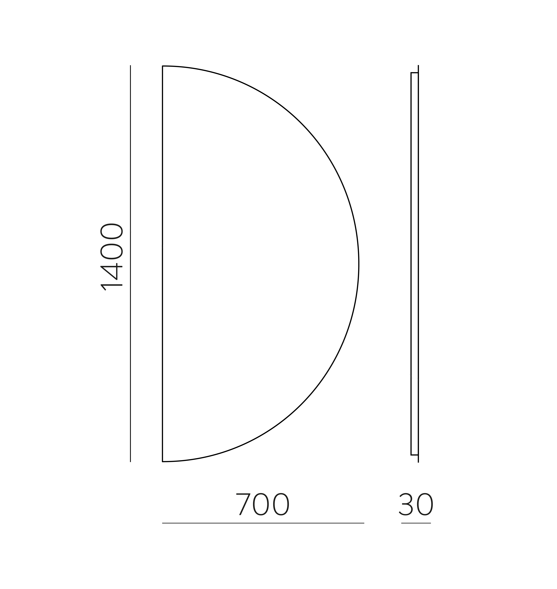 Carregue imagem no visualizador da galeriaEspelho semicircular meia lua com luz Led 3000k
