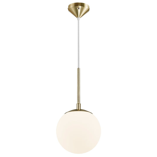Candeeiro Pendente com Vidro Opalino Branco e Latão GRANT NORDLUX