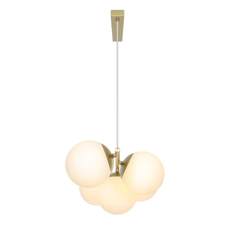 Load image into Gallery viewer, 5-spot Pendant em Latão com Vidro Branco Opalino LILLY NORDLUX
