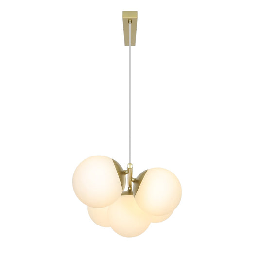 5-spot Pendant em Latão com Vidro Branco Opalino LILLY NORDLUX