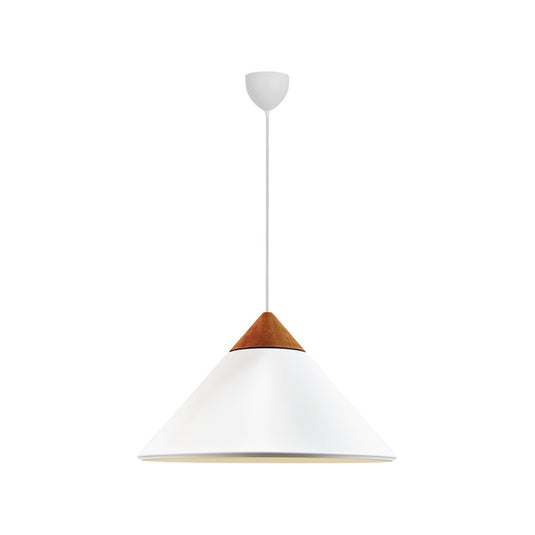 Candeeiro Suspenso Cone Branco com Madeira e Latão Kinto NORDLUX