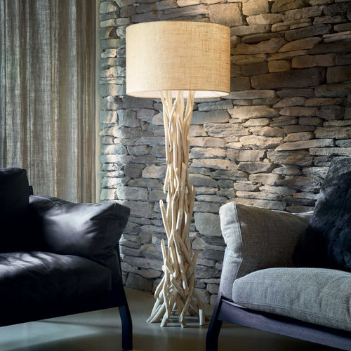 ideal lux driftwood - candeeiro de pé em madeira