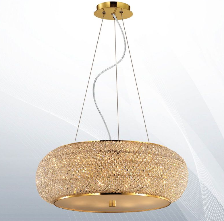 Prześlij obraz do przeglądarki galeriiIdeal Lux Pasha SP14 Złota lampa sufitowa wisząca 164984
