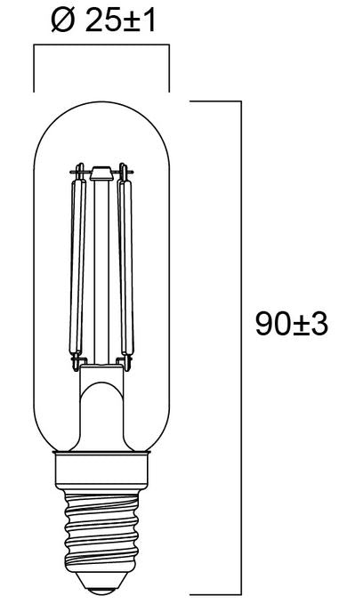 Lâmpada Led exaustor toledo Sylvania Retro T25 Clear e14 4.5W-40w-470 lm 2700K