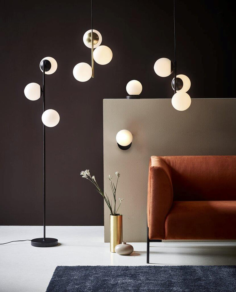 Load image into Gallery viewer, Candeeiro de Pé Preto com Vidro Opal Branco Fosco Lilly NORDLUX
