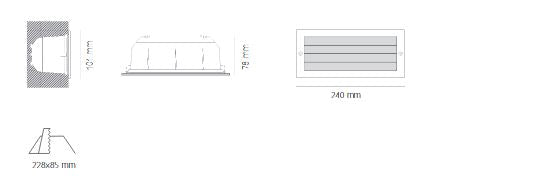 Projector de Parede Exterior de Encastrar Inox Opalino Tromilux