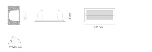 Projector de Parede Exterior de Encastrar Grelha Cinza 2002.100.20X Tromilux 
