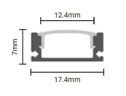 Profil für hervorstehenden LED-Streifen mit Opaldiffusor, 2 Meter