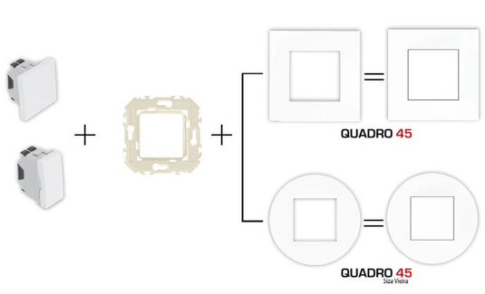 Efapel - 2-modul lysekronekontakt i mat sort - Quadro 45-serien