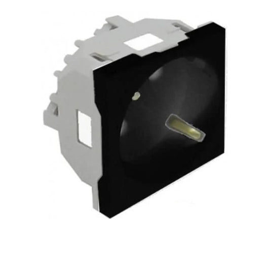 Schuko socket with shutter, 2 modules, matt black - Quadro 45 Siza Ser ...